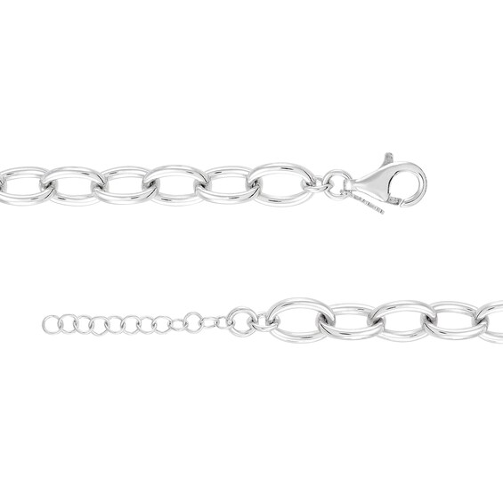 7.5mm Oval Rolo Chain Bracelet in Hollow Sterling Silver - 8.25"
