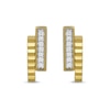 Thumbnail Image 2 of 1/20 CT. T.W. Diamond Textured Double Bar Stud Earrings in 24K Gold Vermeil