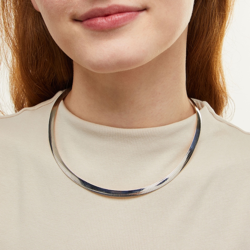 Main Image 3 of 6.0mm Reversible Omega Chain Necklace in Hollow Sterling Silver and 24K Gold Plate - 17"