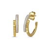 Thumbnail Image 1 of 1/15 CT. T.W. Diamond Textured Double Row Open Hoop Earrings in 24K Gold Vermeil