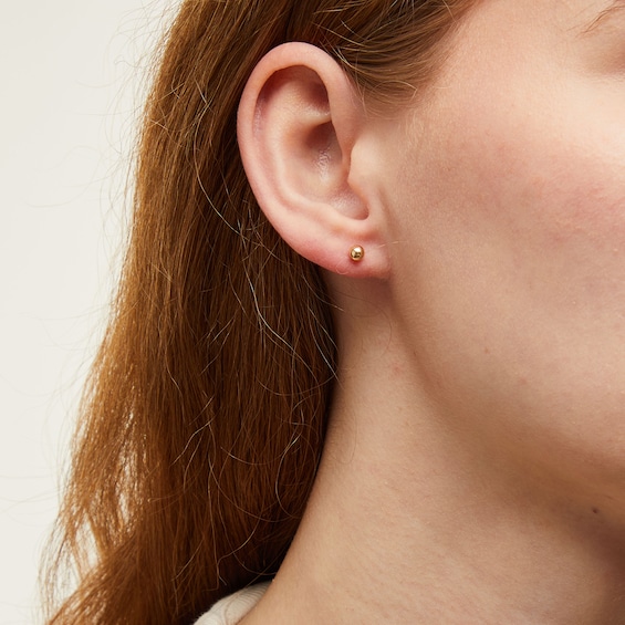 4.0mm Ball Stud Earrings in Hollow 14K Gold