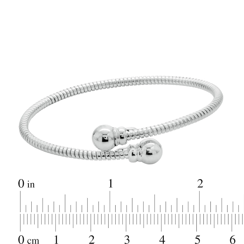 Main Image 3 of Ribbed Ball-Ends Bypass Bangle in Hollow Sterling Silver