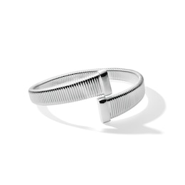 Graduated Ribbed Bypass Cuff Bangle in Hollow Sterling Silver