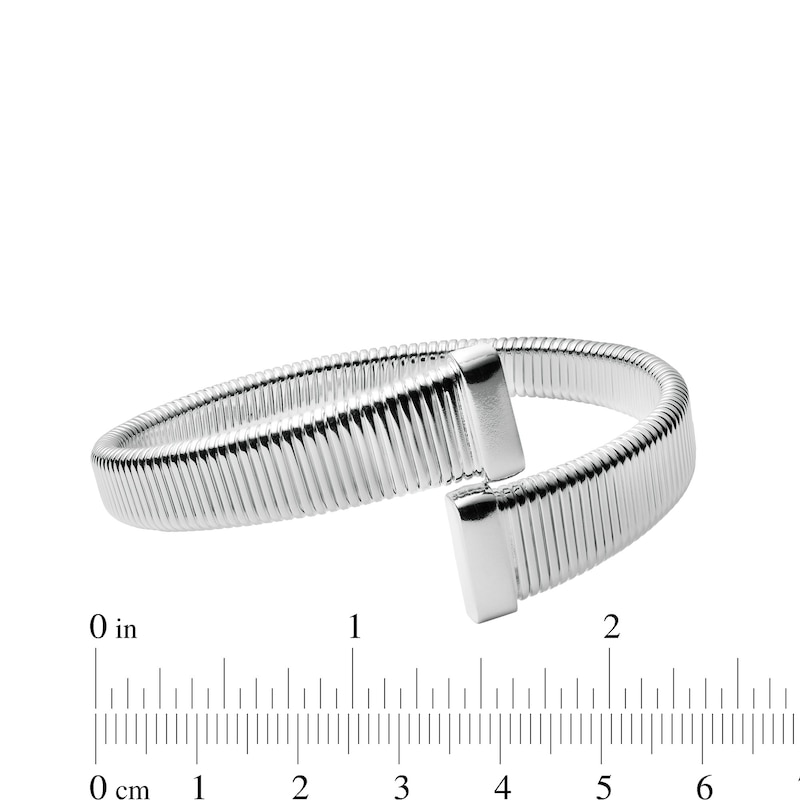 Main Image 3 of Graduated Ribbed Bypass Cuff Bangle in Hollow Sterling Silver