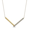 Thumbnail Image 1 of 1/10 CT. T.W. Diamond Textured Chevron Necklace in 24K Gold Vermeil