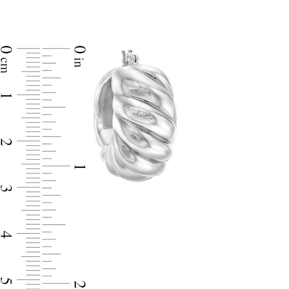 25.0mm Ribbed Twist Hoop Earrings in Hollow Sterling Silver