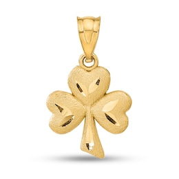 Shamrock Necklace Charm in Solid 14K Gold
