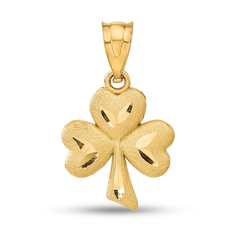 Main Image 1 of Shamrock Necklace Charm in Solid 14K Gold
