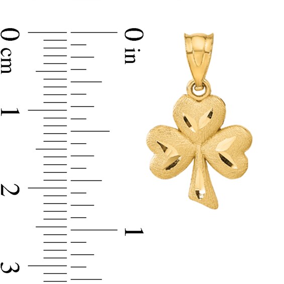 Shamrock Necklace Charm in Solid 14K Gold