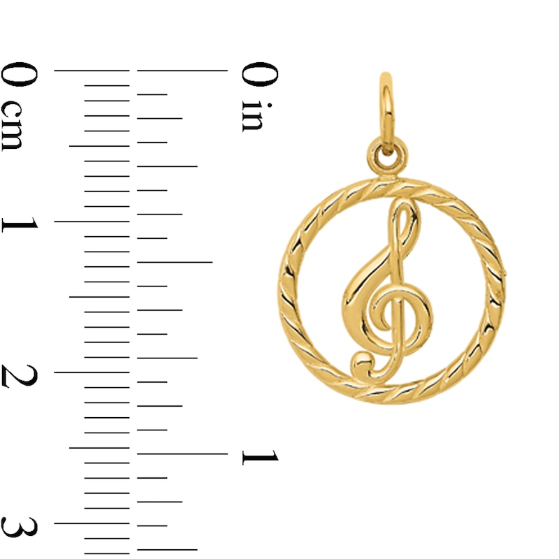 Main Image 2 of Treble Clef Circle Charm in Solid 14K Gold