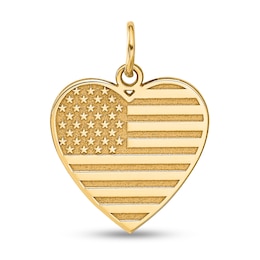 Heart with Flag Charm in Solid 14K Gold
