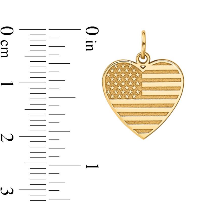 Main Image 2 of Heart with Flag Charm in Solid 14K Gold