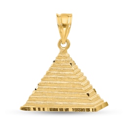 Stepped Pyramid Necklace Charm in Solid 14K Gold