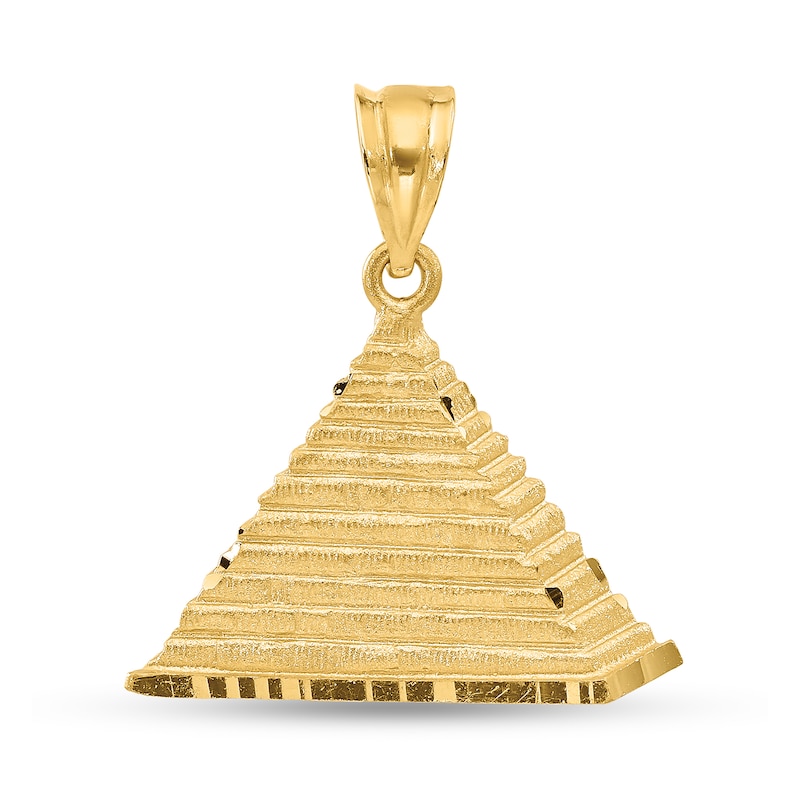 Main Image 1 of Stepped Pyramid Necklace Charm in Solid 14K Gold