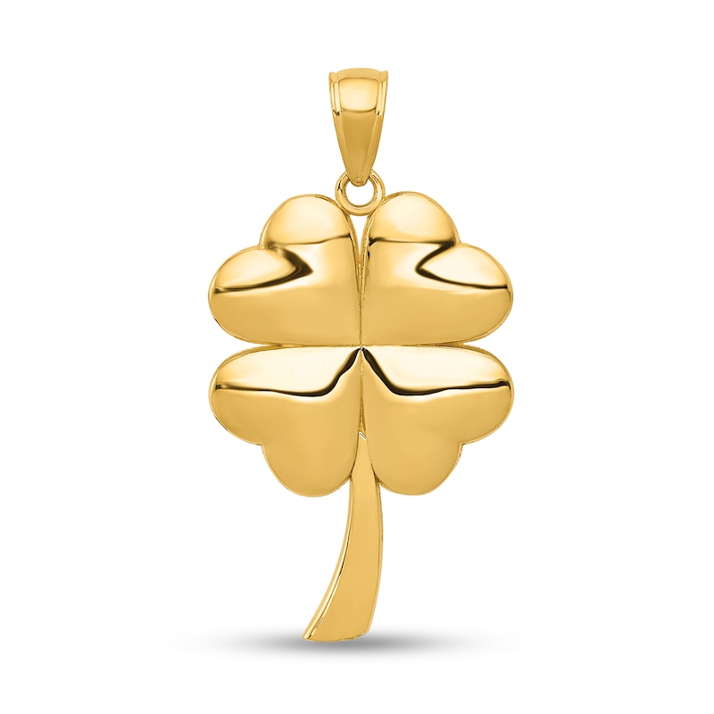 Main Image 1 of Four-Leaf Clover Necklace Charm in Solid 14K Gold