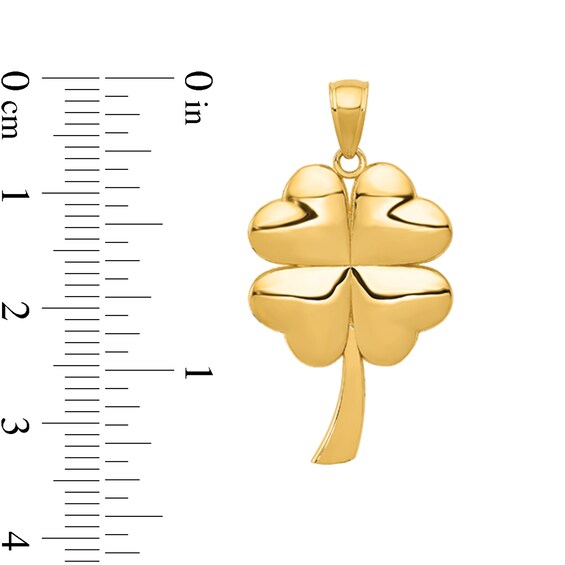 Four-Leaf Clover Necklace Charm in Solid 14K Gold