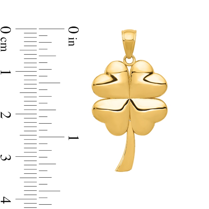 Main Image 2 of Four-Leaf Clover Necklace Charm in Solid 14K Gold