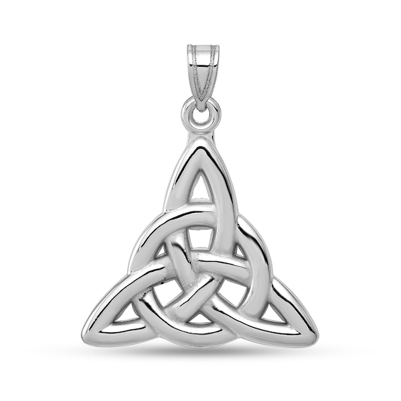 Trinity Knot Necklace Charm in Solid 14K White Gold