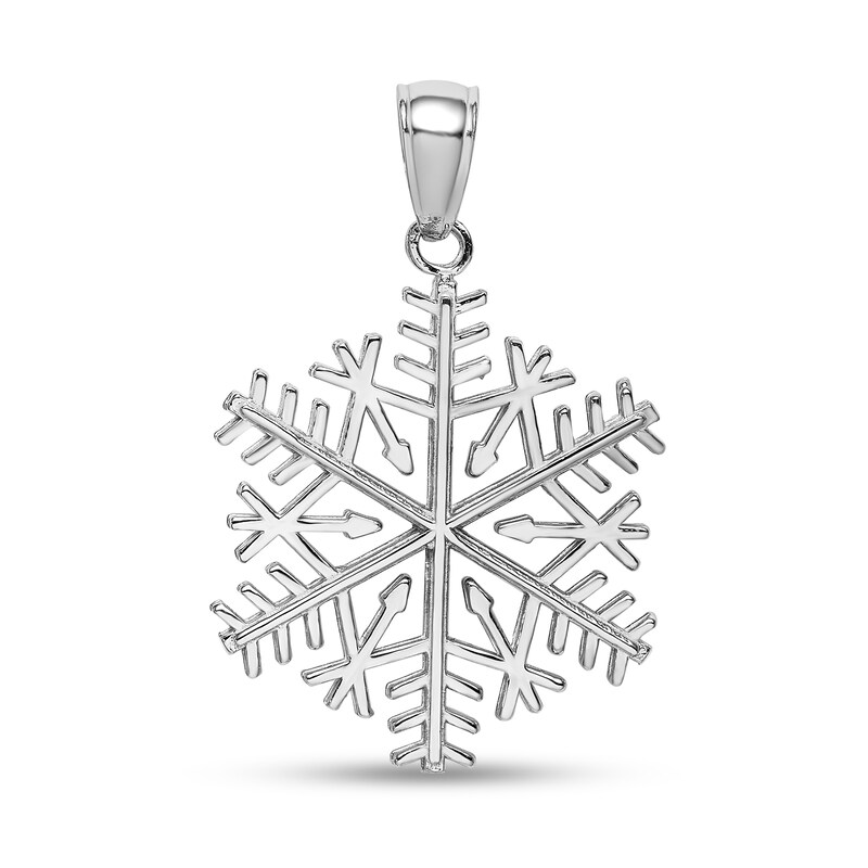 Main Image 1 of Snowflake Necklace Charm in Solid 14K White Gold