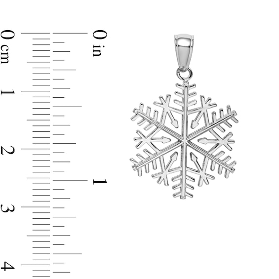 Snowflake Necklace Charm in Solid 14K White Gold