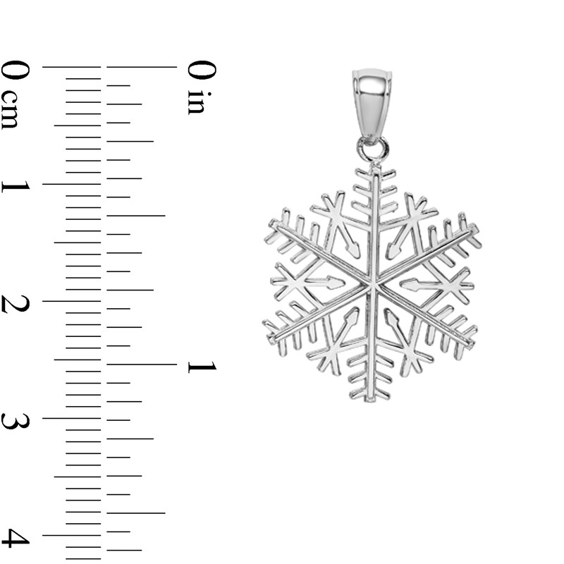 Main Image 2 of Snowflake Necklace Charm in Solid 14K White Gold