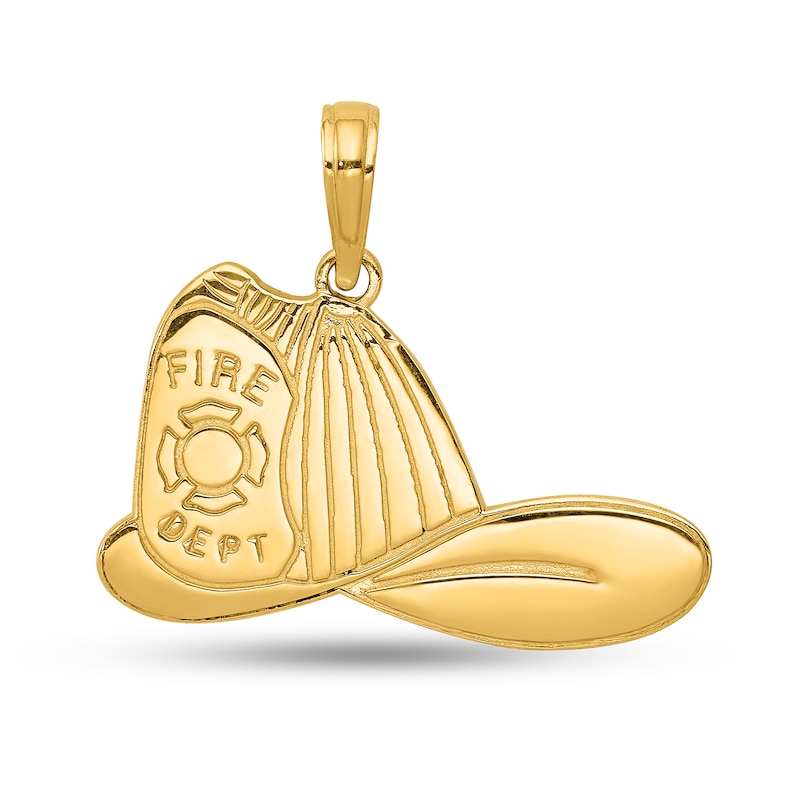 Main Image 1 of Firefighter Helmet Necklace Charm in Solid 14K Gold
