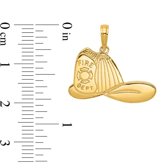 Firefighter Helmet Necklace Charm in Solid 14K Gold