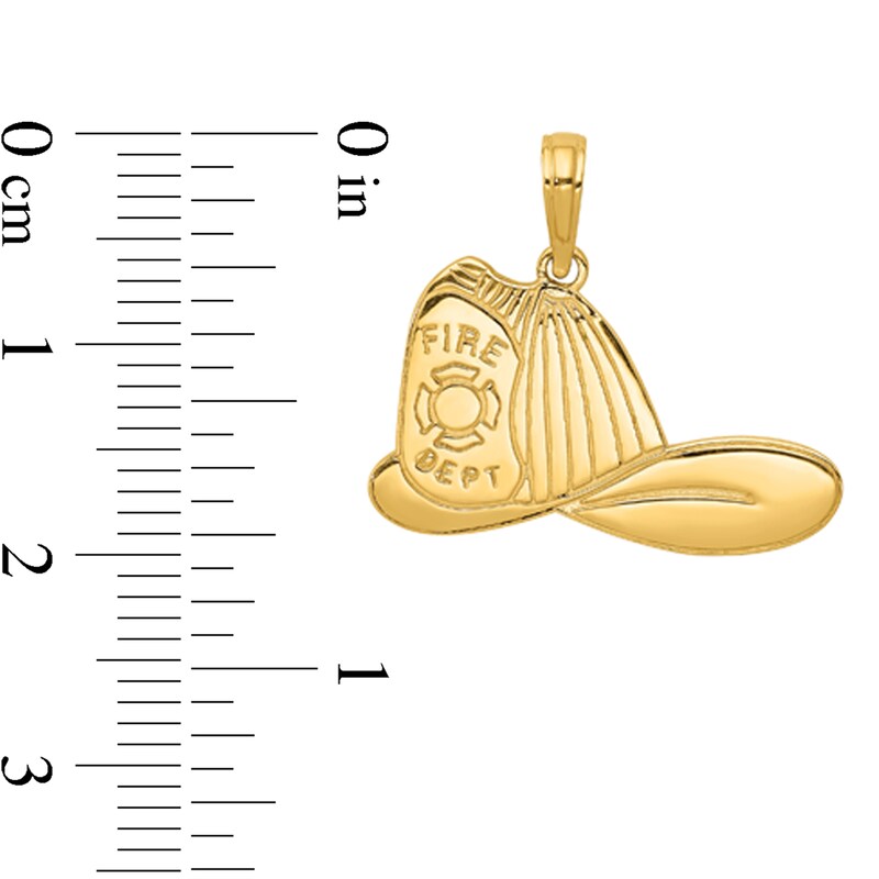 Main Image 2 of Firefighter Helmet Necklace Charm in Solid 14K Gold