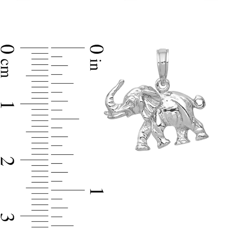 Main Image 2 of 3-D Elephant Necklace Charm in Solid 14K White Gold