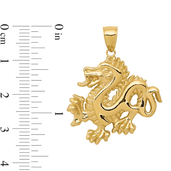 Dragon Necklace Charm in Solid 14K Gold