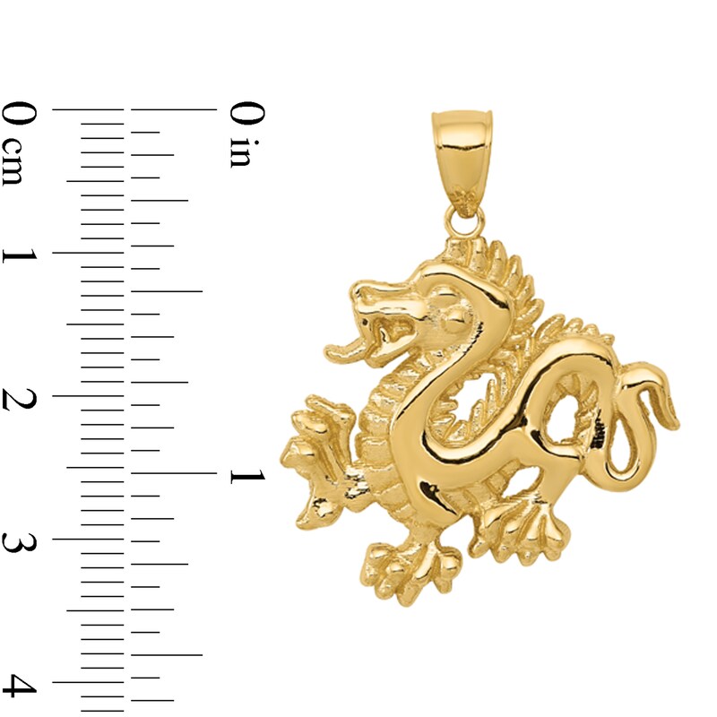 Main Image 2 of Dragon Necklace Charm in Solid 14K Gold