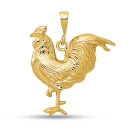 Rooster Necklace Charm in Solid 14K Gold