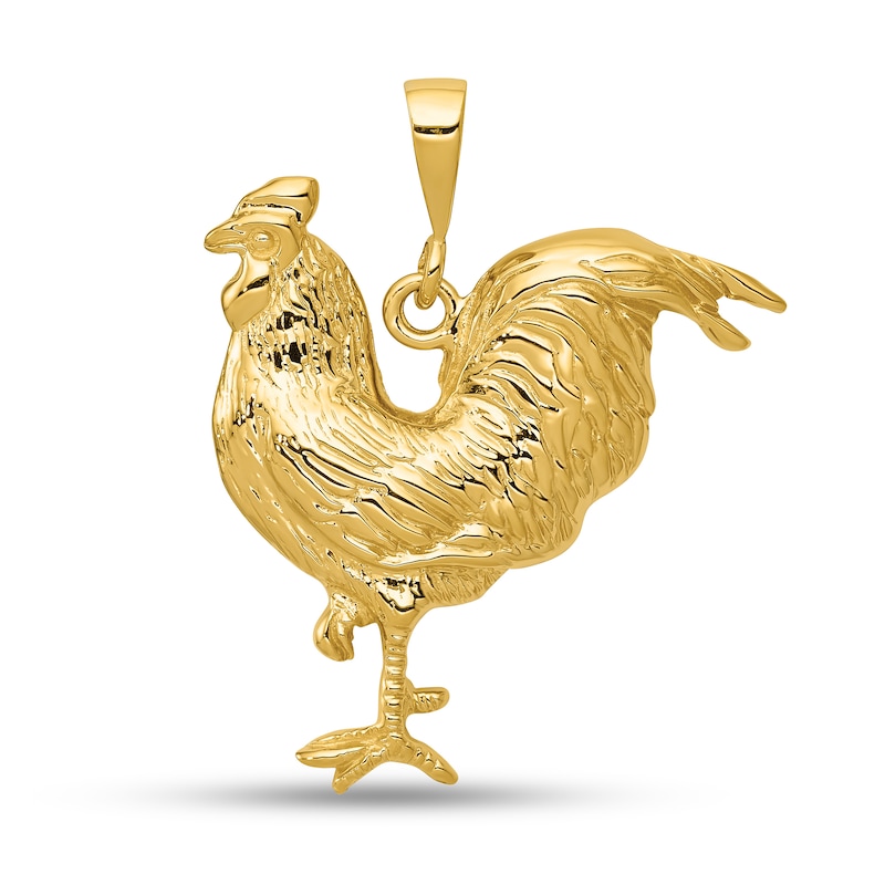 Main Image 1 of Rooster Necklace Charm in Solid 14K Gold