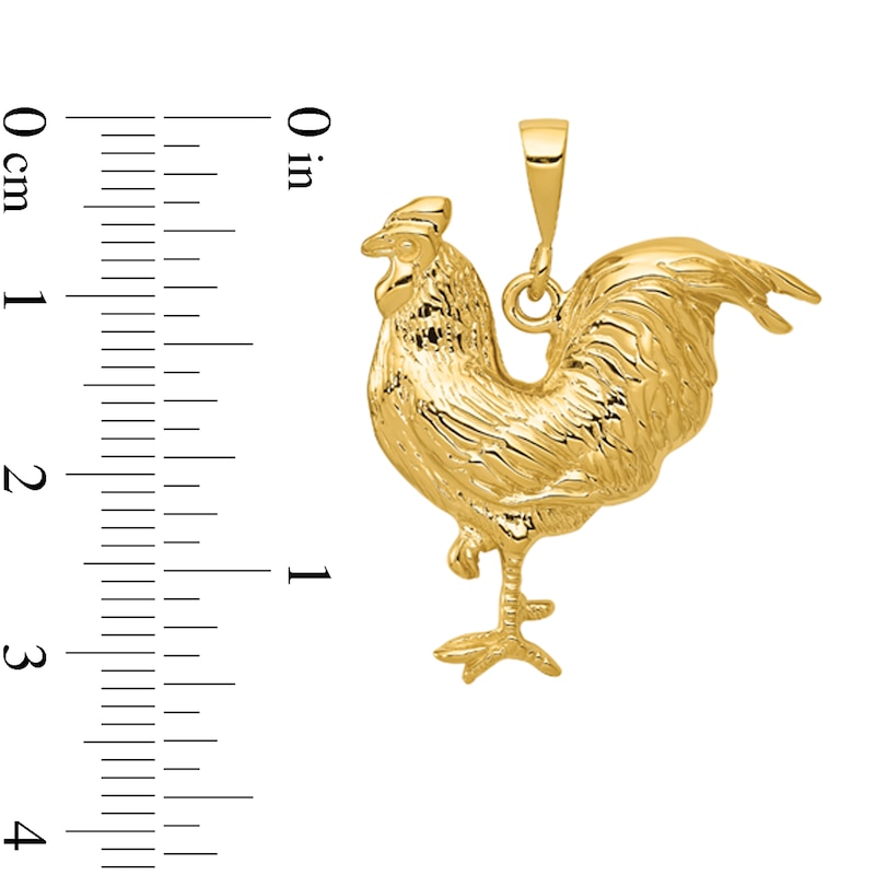 Main Image 2 of Rooster Necklace Charm in Solid 14K Gold