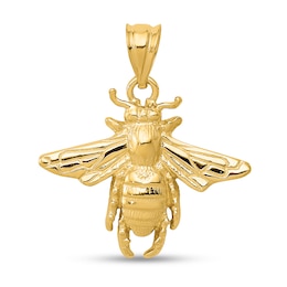 Bee Necklace Charm in Solid 14K Gold
