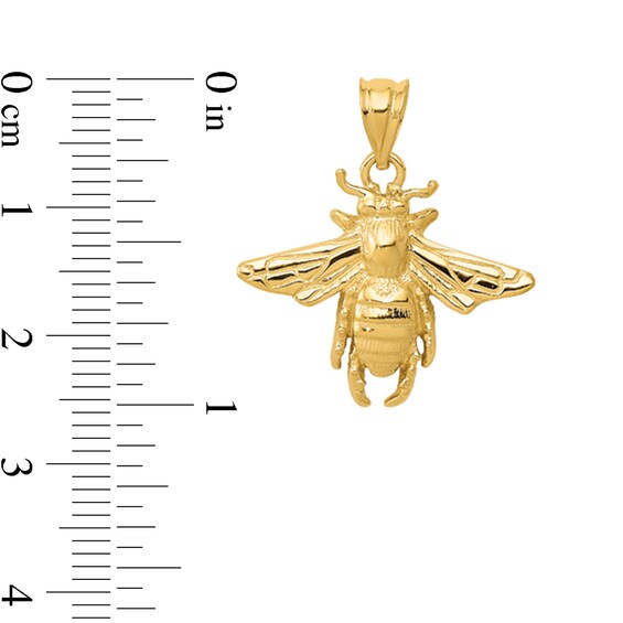Bee Necklace Charm in Solid 14K Gold