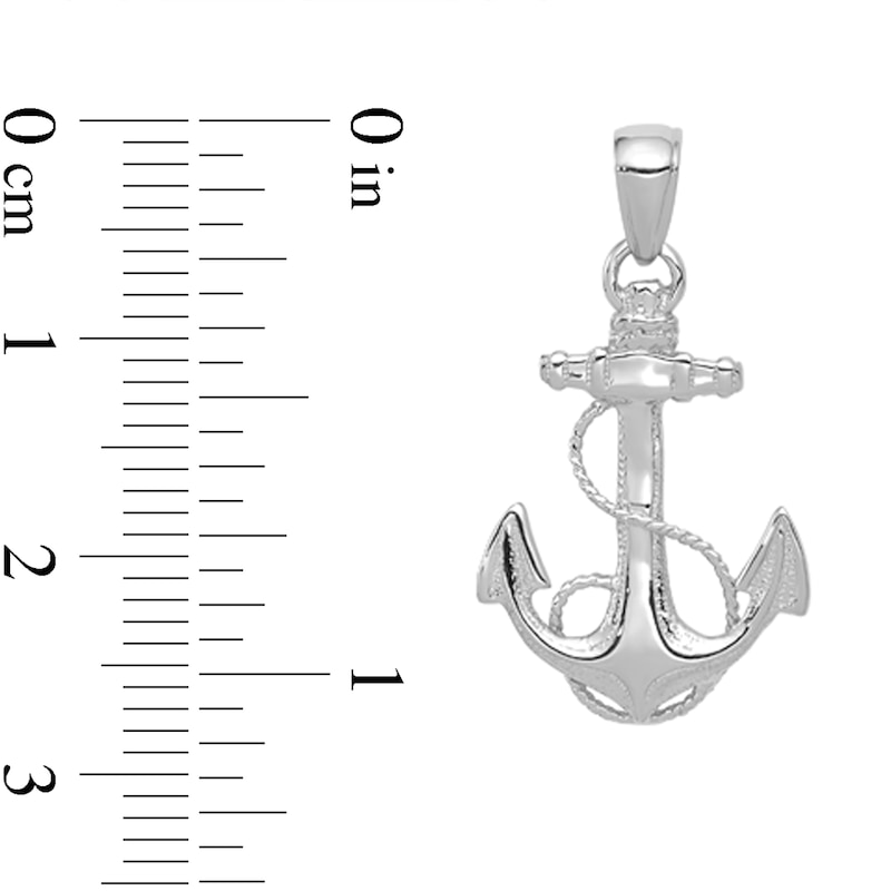 Main Image 2 of Anchor and Rope Necklace Charm in Solid 14K White Gold