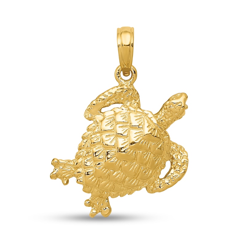 Main Image 1 of Turtle Necklace Charm in Solid 14K Gold