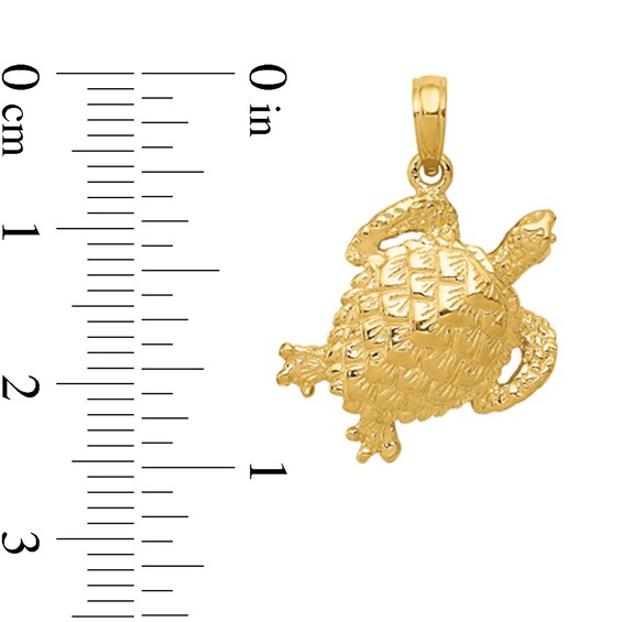Turtle Necklace Charm in Solid 14K Gold