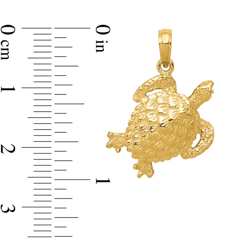 Main Image 2 of Turtle Necklace Charm in Solid 14K Gold