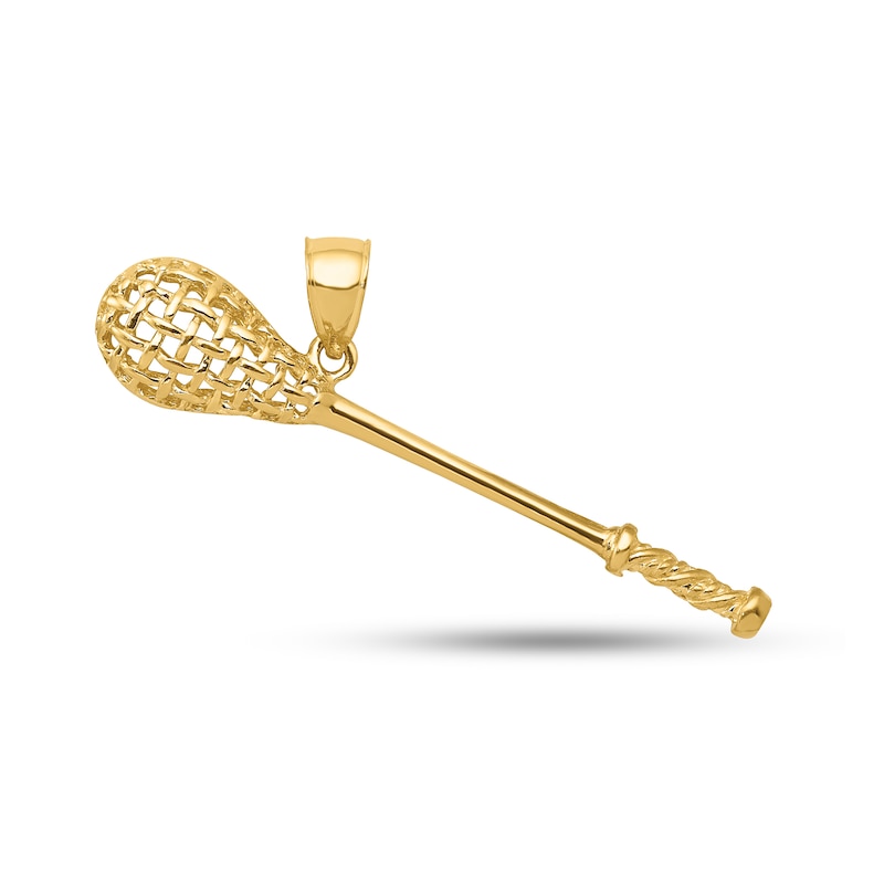 Main Image 1 of 3-D Lacrosse Stick Necklace Charm in Solid 14K Gold