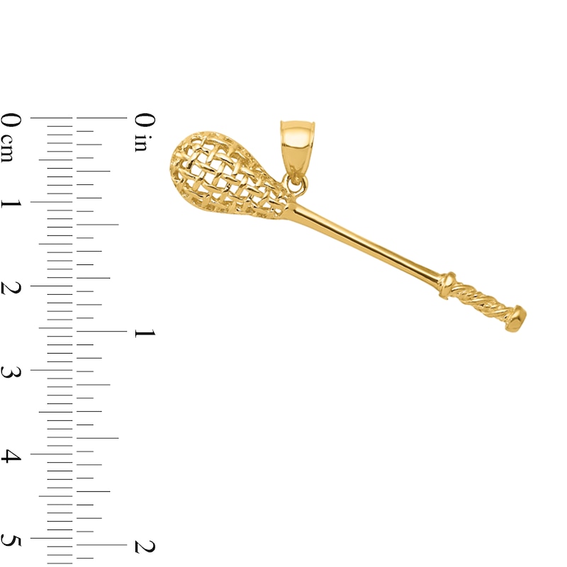 Main Image 2 of 3-D Lacrosse Stick Necklace Charm in Solid 14K Gold