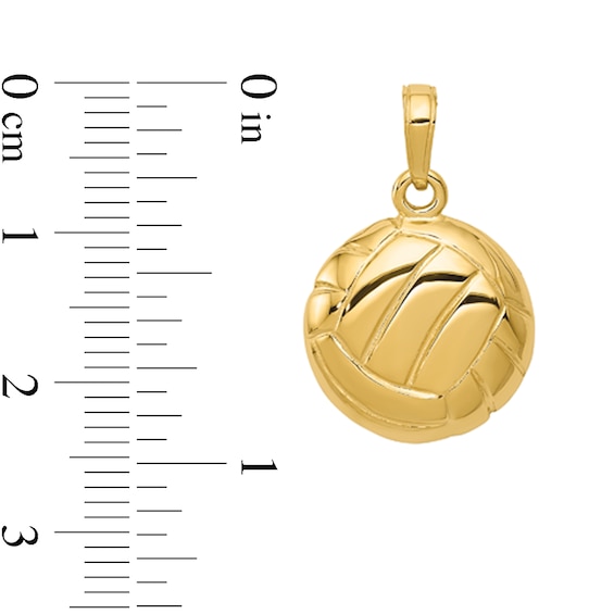 Volleyball Necklace Charm in Solid 14K Gold