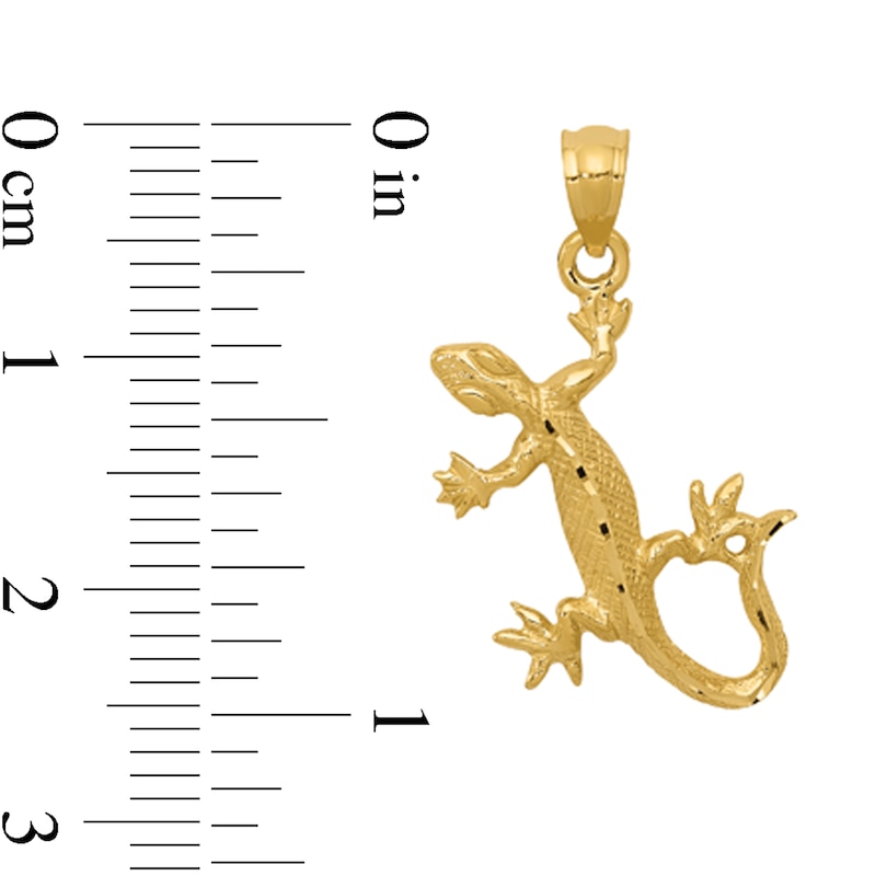 Main Image 2 of Diamond-Cut Lizard Necklace Charm in Solid 14K Gold