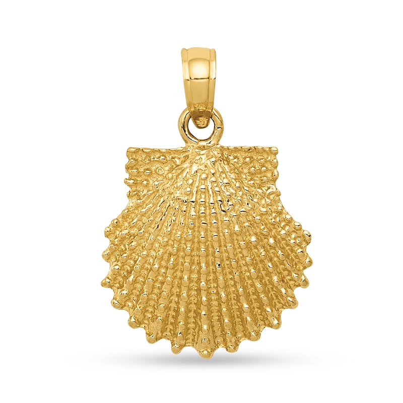Main Image 1 of Scallop Shell Necklace Charm in Solid 14K Gold