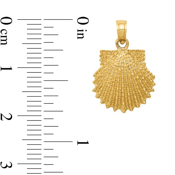 Scallop Shell Necklace Charm in Solid 14K Gold