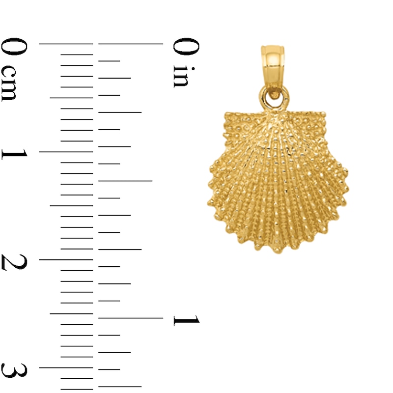 Main Image 2 of Scallop Shell Necklace Charm in Solid 14K Gold