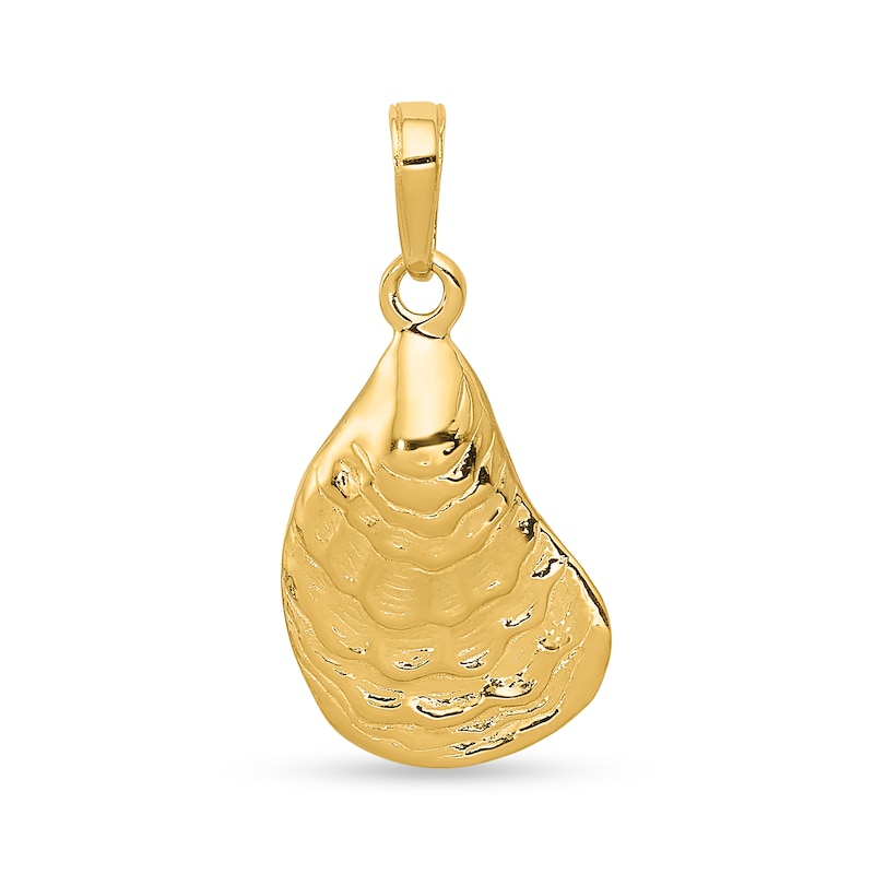 Main Image 1 of Oyster Shell Necklace Charm in Solid 14K Gold