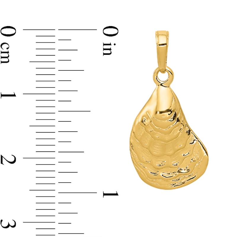 Main Image 2 of Oyster Shell Necklace Charm in Solid 14K Gold