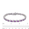 Thumbnail Image 4 of Oval Amethyst Alternating Bracelet in Sterling Silver - 7.25&quot;
